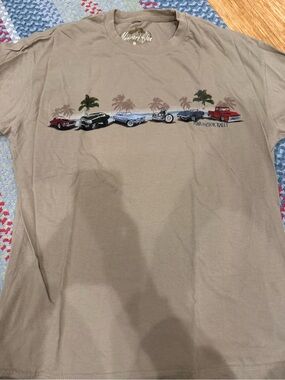 Newport Blue Men’s Fear Factor Rally Brown Graphic Cotton T-Shirt Size Large